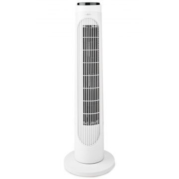   Stebrni ventilator NEDIS/ višina: 76 cm/ moč 50 W/ 3 hitrosti/ vrtenje/ daljinsko upravljanje/ belo-črn