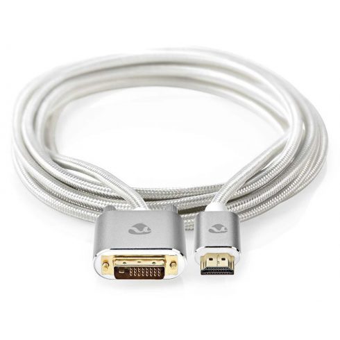 NEDIS PROFIGOLD HDMI kabel/ HDMI priključek - DVI-D 24+1 vtič/ bombaž/ srebrn/ BOX/ 2m