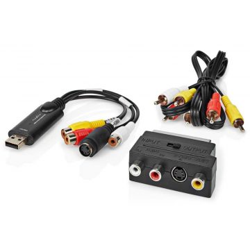   NEDIS video pretvornik/ USB 2.0/ 480p/ A/V kabel/ SCART/ 3x RCA vtičnica/ S-video vtičnica/ črn