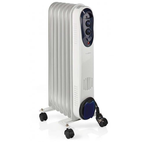 NEDIS prenosni oljni radiator/ termostat/ poraba 1500 W/ 7 reber/ 3 nastavitve temperature/ zaščita konice/ bela