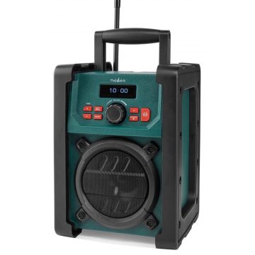   NEDIS digitalni delovni radio/ namizni/ moč 15W/ DAB+/ FM/ Bluetooth/ IP65/ baterijsko napajanje/ električno omrežje/ črno-zelen