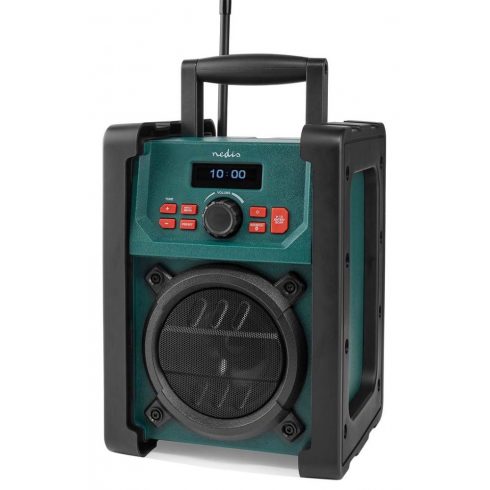 NEDIS digitalni delovni radio/ namizni/ moč 15W/ DAB+/ FM/ Bluetooth/ IP65/ baterijsko napajanje/ električno omrežje/ črno-zelen