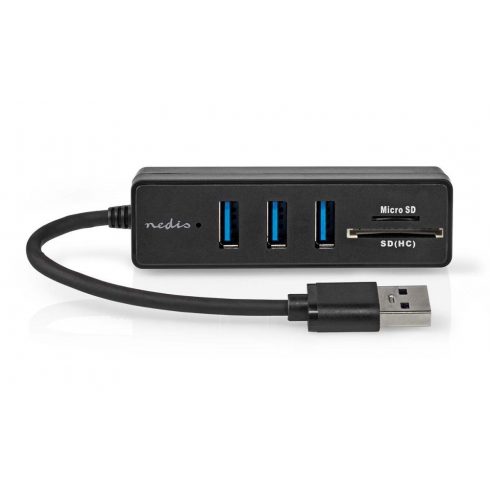 NEDIS USB zvezdišče/ vtič USB-A vtič/ 3x USB-A vtičnica/ 5 vrat/ USB 3.2 Gen 1/ 5 Gbps/ SD & MicroSD/ črn/ blister