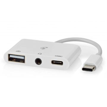   NEDIS USB 2.0 multiport adapter/USB-C vtič/USB-A vtičnica/USB-C vtičnica/3,5 mm vtičnica/480 Mbps/okrogla/pretisni omot