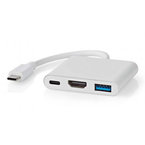 NEDIS USB 3.2 Gen 1 adapter/ USB-C vtič - USB-A vtičnica - USB-C vtičnica/ HDMI izhod/ bel/ škatla/ 10 cm