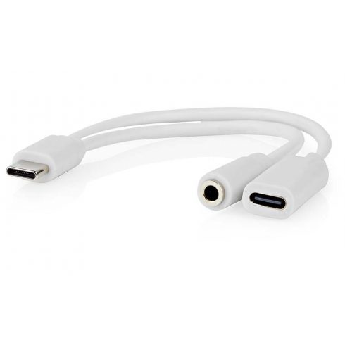 NEDIS USB-C adapter/USB-C vtič - USB-C vtičnica/3,5 mm jack vtičnica/bel/pretisni omot/10 cm