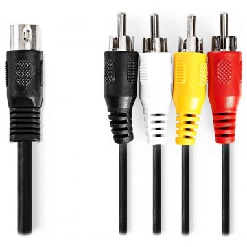   NEDIS redukcijski avdio kabel DIN/ 5pin DIN vtič - 4x RCA vtič/ črn/ bulk/ 1m