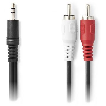   NEDIS redukcijski stereo avdio kabel z jackom/ 3,5 mm vtič - 2x RCA vtič/ črn/ bulk/ 5m