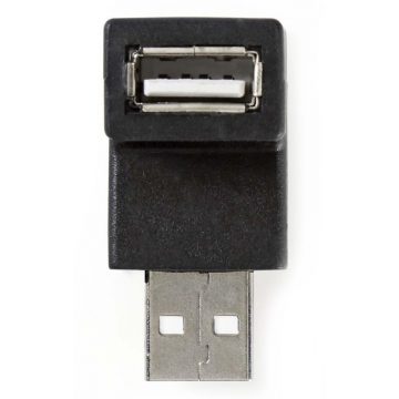   NEDIS USB 2.0 adapter/ USB-A vtič - USB-A vtičnica/ 480 Mbps/ okrogel/ ponikljan/ PVC/ črn/ pretisni omot