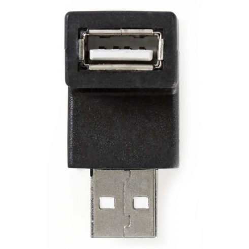 NEDIS USB 2.0 adapter/ USB-A vtič - USB-A vtičnica/ 480 Mbps/ okrogel/ ponikljan/ PVC/ črn/ pretisni omot