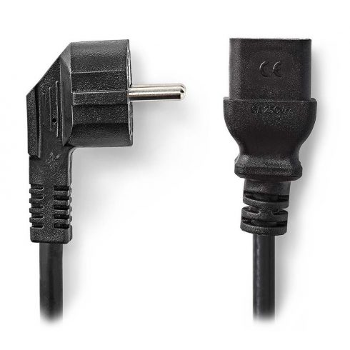 NEDIS napajalni kabel 230V/ priključni 16A/ konektor IEC-320-C19/ kotni šuko vtič/ črn/ bulk/ 2m