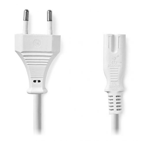 NEDIS napajalni kabel za adapterje/ Euro plug - IEC-320-C7 konektor/ ravno-ravno/ dvovrstično/ belo/ bulk/ 5m