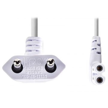   NEDIS napajalni kabel za adapterje/ Euro plug - konektor IEC-320-C7/ kotno-kotno/ dvožilni/ bel/ bulk/ 3m