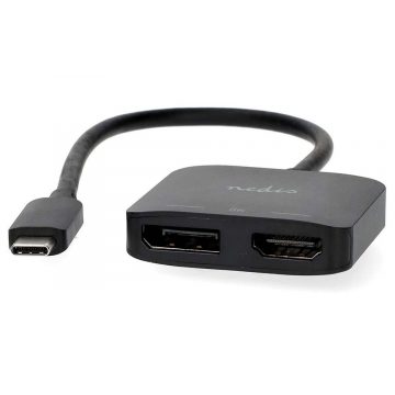   NEDIS kabelski adapter USB-C/USB 3.2 Gen 1/ USB-C vtič - DisplayPort vtičnica - HDMI vtičnica/ črn/ BOX/ 20cm