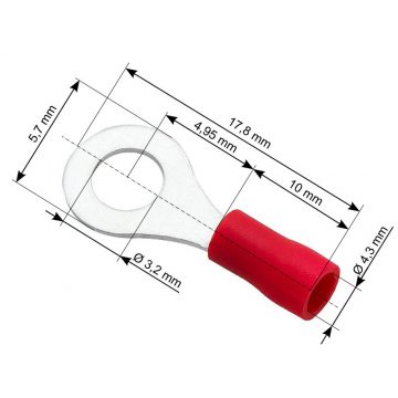   43-009# Izolirani obročast konektor, vijak 3,2, kabel 4,3 mm