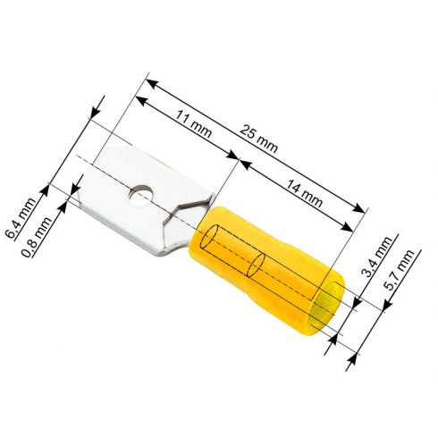 43-036# Izolirani ploščati vtič 6,3/0,8 rumen