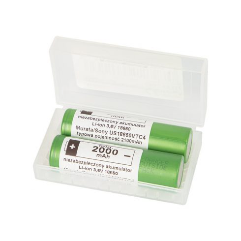 85-592# Baterija 18650 Li-ion 2100mah 3.6v 2kos Sony/Murata+škatla za dve bateriji