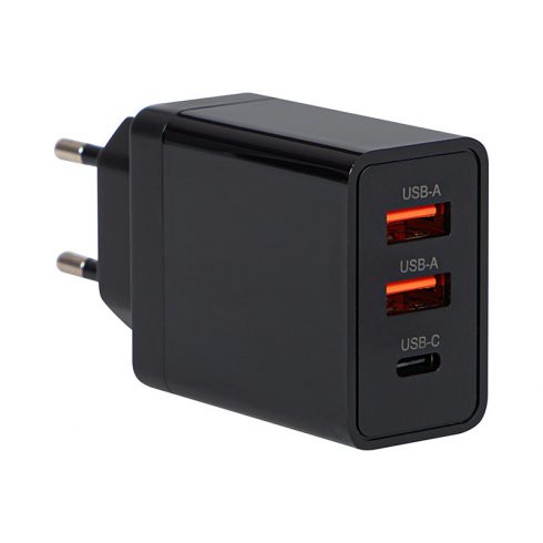 76-018# Stenski polnilec usbx2 vtičnica + usb-c qc 30w