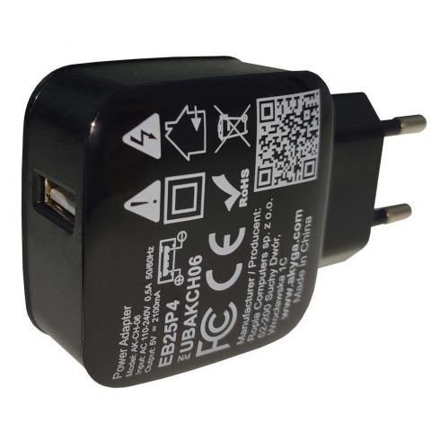 TRX Akyga AK-CH-06 USB polnilec 220V/ 5V/ 2.1A/ 10W/ črn