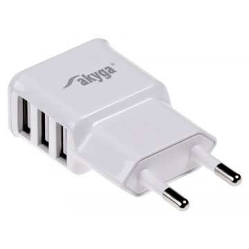 TRX Akyga USB polnilec 220V/ 5V/ 3.1A/ 3x USB/ bel