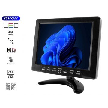   Avtomobilski monitor ali samostoječi LCD z 8 inčnim VGA zaslonom na dotik 12V 230V... (NVOX PC