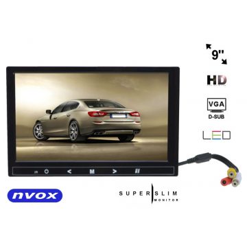   Nvox hm 910 vga avtomobilski monitor ali samostoječi lcd 9 inčni led hd vga hdmi av 12v 230v