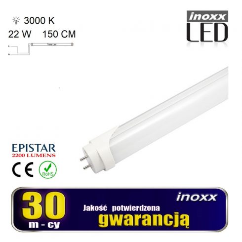 LED fluorescentna cev 150cm 22w 3000k T8, enostranska topla