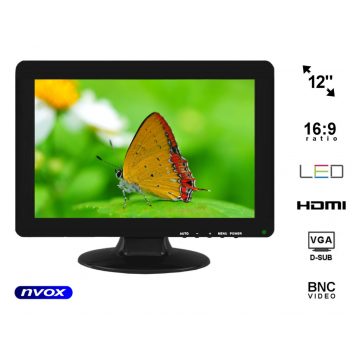   Avtomobilski monitor ali prostostoječi LCD 12 inčni LED VGA HDMI 12V 230V... (NVOX PC1211 VGAH)