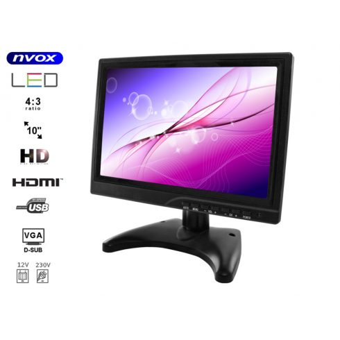 HD LED monitor 10 inch HDMI VGA USB AV BNC 12V 230V... (NVOX PC1018 HD)