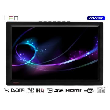   14 inčni LED TV HDMI VGA USB SD AV PVR DVB-T/T2 MPEG-4/2 12V 230V... (NVOX DVB14T)