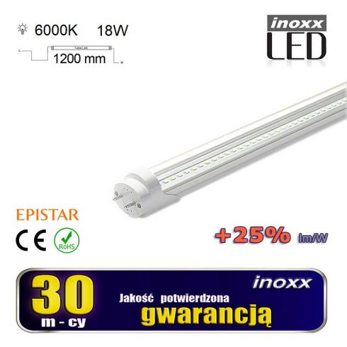 LED fluorescentna cev 120cm 18w T8 4000K G13 hladno transparentna