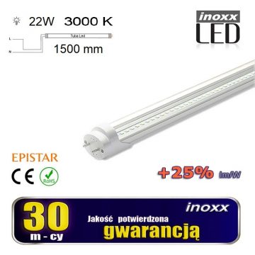   LED fluorescentna cev 150cm 22w T8 3000K G13 topla prozorna enostranska