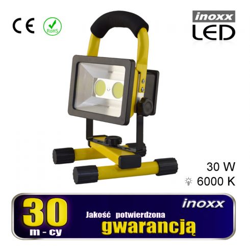 Prenosni LED reflektor 30w 6000k baterija/230v