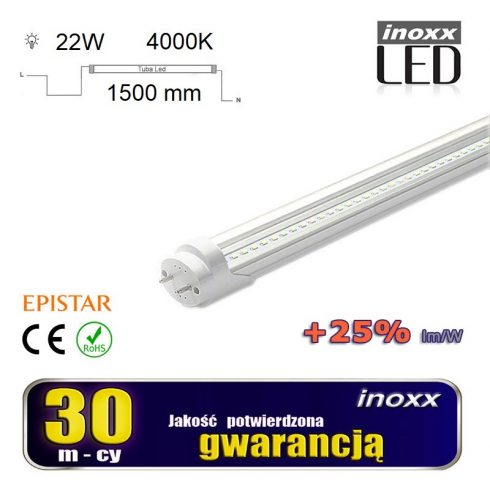 LED fluorescentna cev 150cm 22w T8 4000K G13 nevtralno prozorna