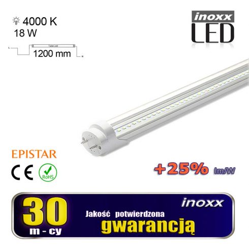 LED fluorescentna cev 120cm 18w T8 4000K G13 nevtralno prozorna