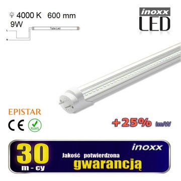   LED fluorescentna cev 60cm 9w T8 4000K G13 nevtralna prozorna enostranska