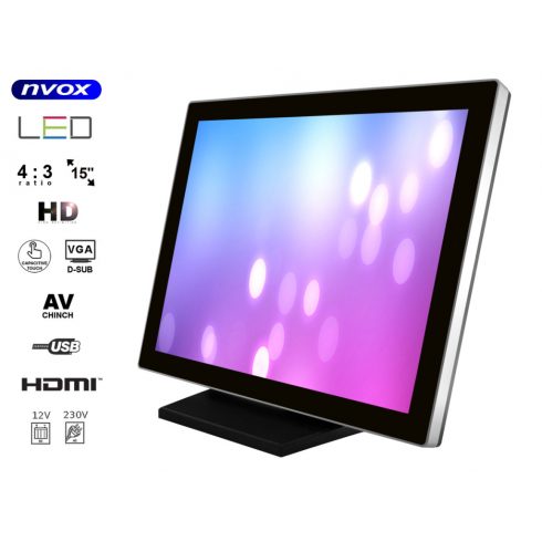 LED zaslon na dotik 15" VGA HDMI 12v 230v