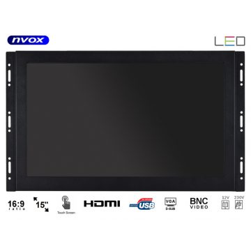   Monitor na dotik z odprtim okvirjem led 15 palčni fhd vga hdmi bnc usb 12v 230v