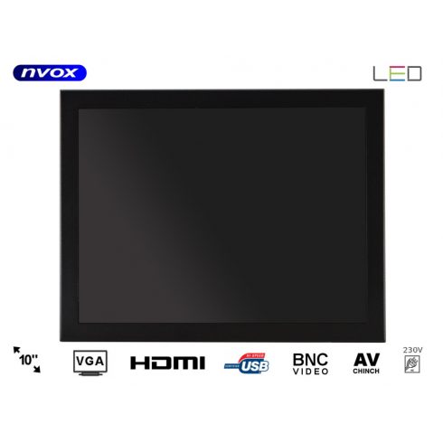 Monitor z odprtim okvirjem led 10 inch vga hdmi usb bnc av 12v 230v