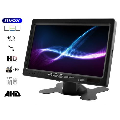 Nvox ahm607 dvojni avtomobilski monitor samostoječi 7-palčni ahd/hd LCD s 4 pinskim okvirjem 12/24v