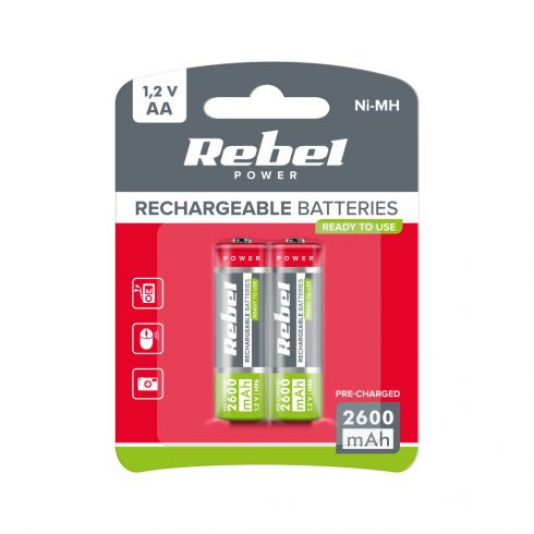 REBEL HR6 2600 mAh Ni-MH baterije 2 kos/bl