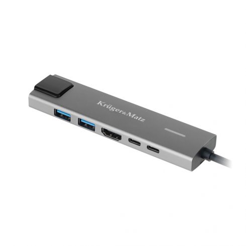 Adapter (HUB) tip C USB-HDMI/2x USB3.0/2x USB tip C/RJ45