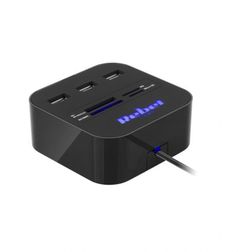 3-vratni USB 2.0 HUB s čitalcem pomnilniških kartic