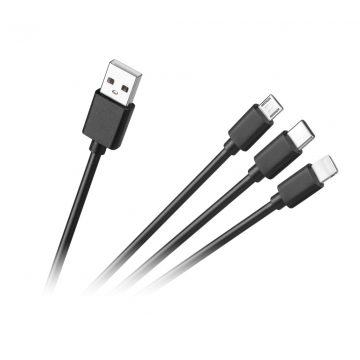 3 v 1 priključni kabel, USB A - micro/C/lightning 1,2 m