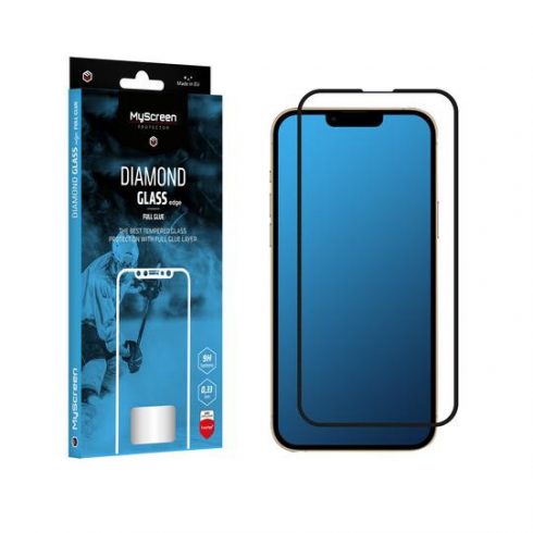 MyScreen DIAMOND GLASS LITE edge FULL GLUE zaščitno steklo črn Apple iPhone 13/13 Pro 6.1"