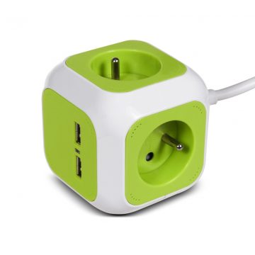   MagicCube štirikratna omrežna vtičnica GreenBlue, 2 USB vhoda, 1,4 m, GB118