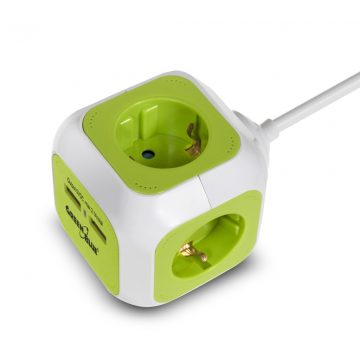   MagicCube quad vtičnica, 2 USB vhoda 1,4 m GreenBlue GB118G nemška različica