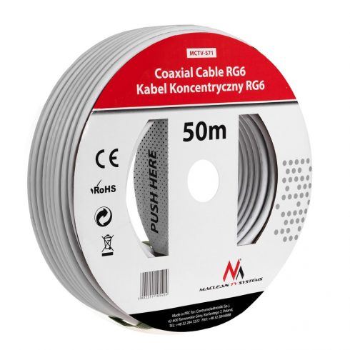 Antena/satelitski koaksialni kabel Maclean, 1.0CCS RG6, 50M, MCTV-571