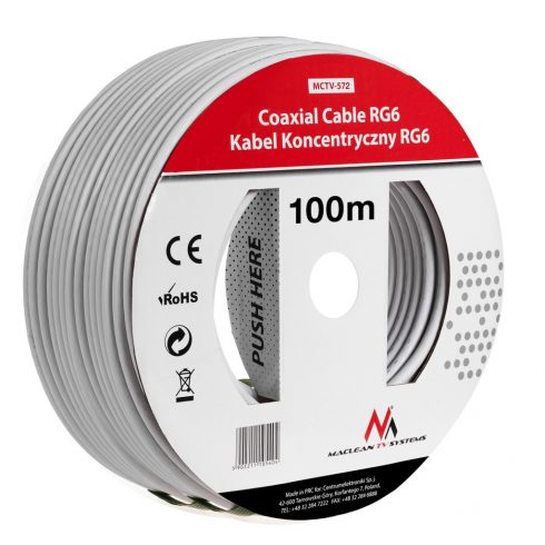 Koaksialni kabel Maclean, kabel satelitske antene, 1.0CCS RG6, 100M, MCTV-572