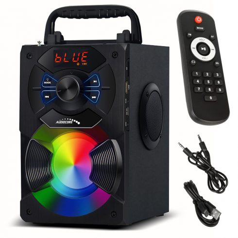 Prenosni bluetooth zvočnik Audiocore, FM radio, vhod za kartico SD/MMC, AUX, USB, daljinski upravljalnik, AC730